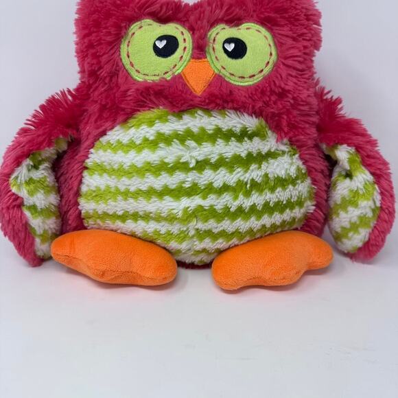 Dan Dee Collector's Choice Owl Plush Pink Green White Chevron Heart Shaped Eyes - Picture 3 of 12